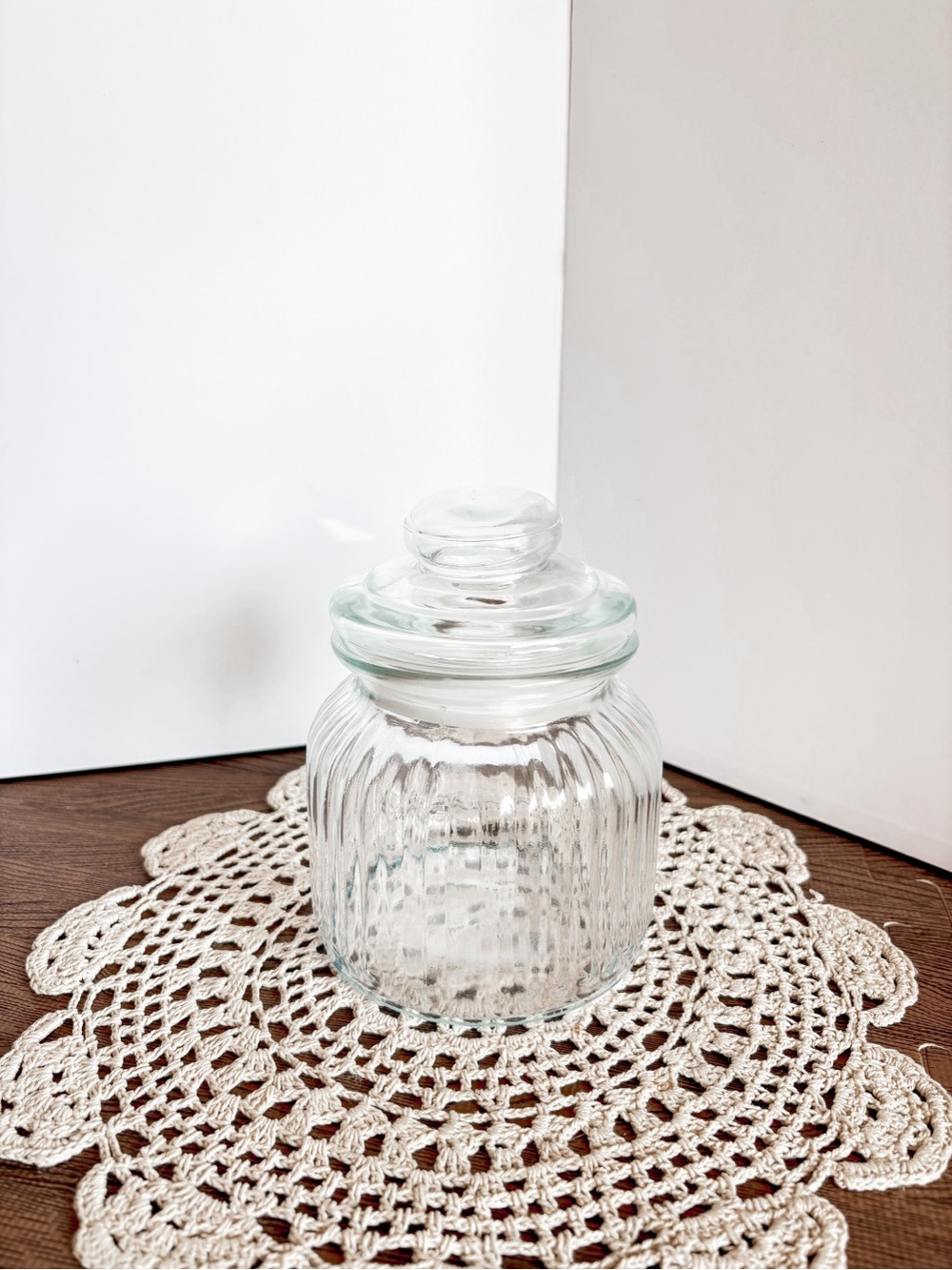 Vintage Clear Glass Ribbed Pantry Jar